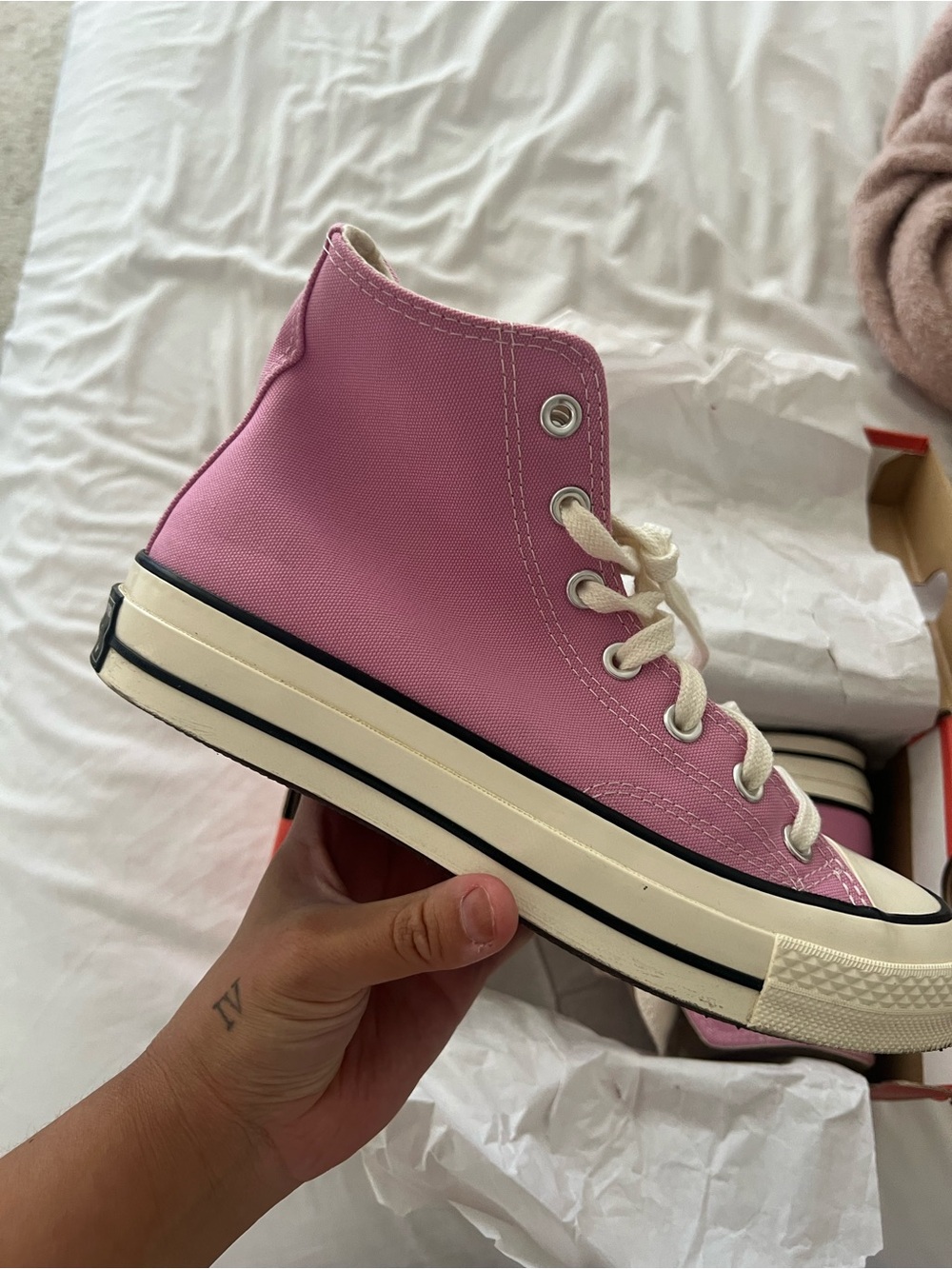 Converse High Top Sneakers in Bubblegum Pink - Picture 8 of 11